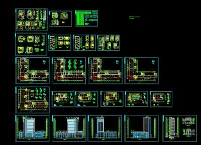 L型办公楼建筑设计图纸，办公楼CAD建筑工程图纸下载