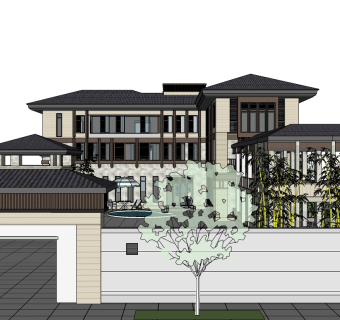 欧式别墅su模型下载、欧式别墅草图大师模型下载