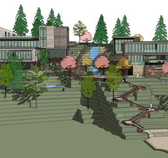 现代风格别墅草图大师模型下载，别墅SKP模型下载