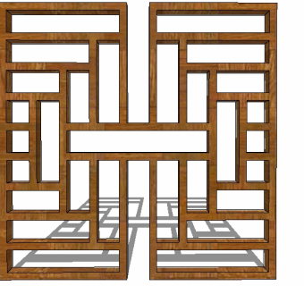 中式格栅屏风草图大师模型，格栅sketchup模型下载