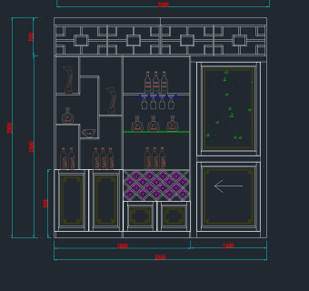 酒柜酒窖书柜鞋柜衣柜CAD图库，橱柜CAD施工图纸下载