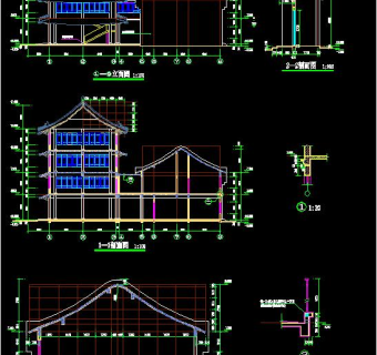 徽式四合院CAD施工图，四合院CAD建筑图纸下载