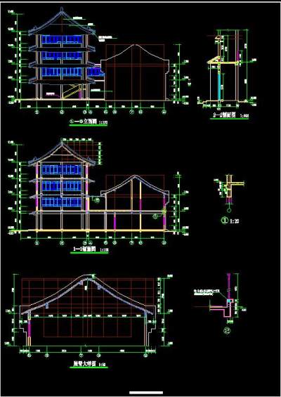 徽式四合院CAD施工图，四合院CAD建筑图纸下载