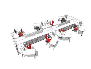 办公桌草图大师模型，办工桌sketchup模型，办工桌su素材下载