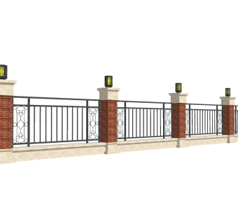 欧式景观墙围墙草图大师模型，景观墙围墙sketchup模型下载