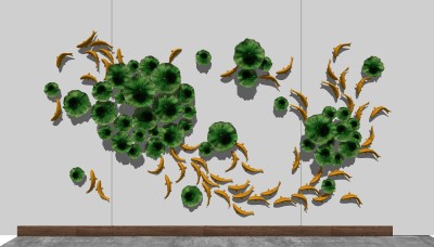 新中式荷叶鲤鱼墙饰挂件su模型下载、荷叶鲤鱼墙饰挂件草图大师模型下载