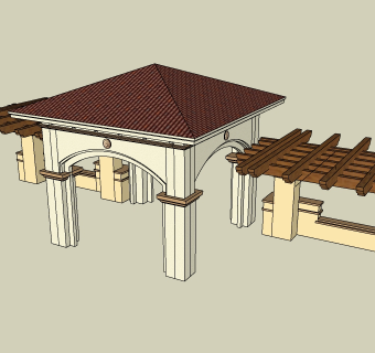 欧式风格亭草图大师模型，亭子sketchup模型下载
