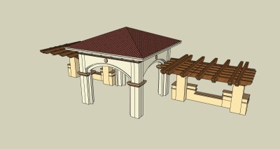 欧式风格亭草图大师模型，亭子sketchup模型下载