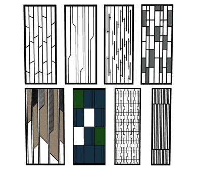 现代屏风免费su模型，屏风sketchup模型下载