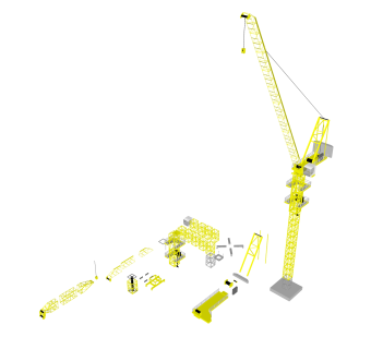 现代大型工用塔吊起重机skp模型，工业器材草图大师模型下载