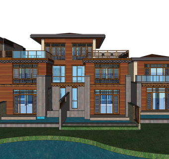 欧式别墅外观草图大师模型，SU模型免费下载