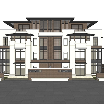 <em>欧式联排别墅</em>sketchup模型，别墅su模型下载