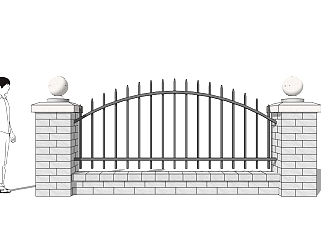 现代别墅围墙栏杆su模型下载、别墅围墙栏杆草图大师模型下载