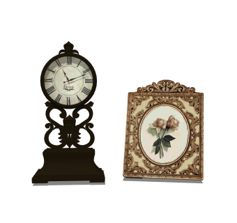 欧式座钟相框摆件草图大师模型,现代装饰品su模型下载