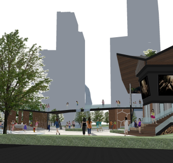 现代沿河公园景观草图大师模型，沿河公园sketchup模型下载