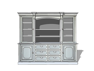 欧式装饰柜sketchup模型，柜子草图大师模型下载