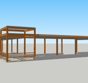 现代景观廊架草图大师模型，景观廊架sketchup模型下载