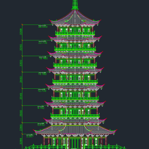 全套古塔CAD施工图，古塔CAD建筑图纸下载