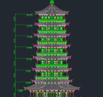 全套古塔CAD施工图，古塔CAD建筑图纸下载