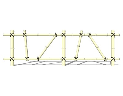 现代竹制栏杆草图大师模型，竹制品sketchup模型下载