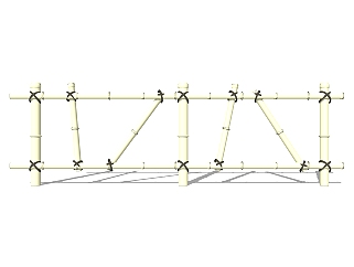 现代竹制栏杆草图大师模型，竹制品sketchup模型下载