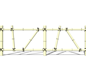 现代竹制栏杆草图大师模型，竹制品sketchup模型下载