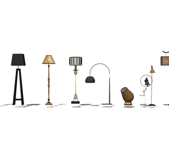 现代居家落地灯组合su模型下载、居家落地灯组合草图大师模型下载