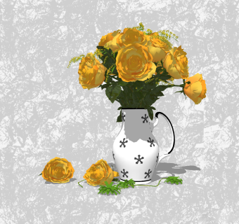 月季插花艺草图大师模型，花瓶艺术装饰sketchup模型下载