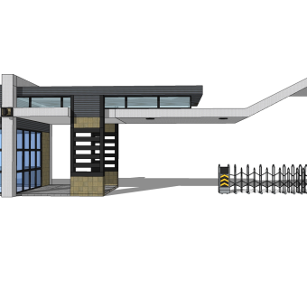 现代岗亭SU模型，岗亭SKB文件下载