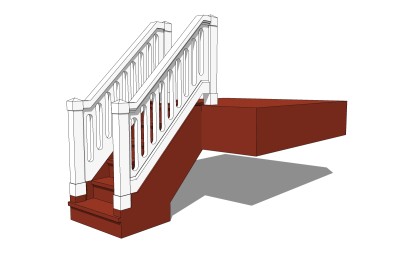 现代实木单跑楼梯草图大师模型，实木单跑楼梯sketchup模型免费下载