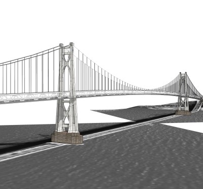 悬索桥设计草图大师模型下载，sketchup悬索桥su模型分享