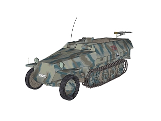 德国Sdkfz-251半履带轻型装甲输送车su模型，<em>运输</em>车...