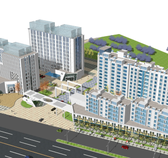 现代办公楼草图大师模型，办公楼sketchup模型免费下载