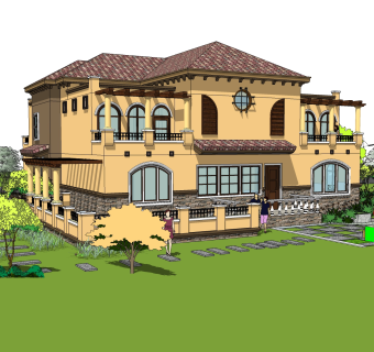 欧式别墅su模型，别墅sketchup模型下载