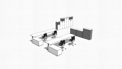 现代办工桌草图大师模型，办公桌sketchup模型，办公桌su素材下载