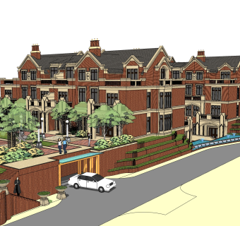 欧式连排别墅草图大师模型，别墅sketchup模型免费下载