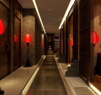 新中式茶楼酒楼施工图CAD图纸，餐厅cad设计图纸下载