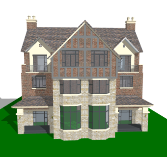 欧式别墅外观草图大师模型，别墅外观sketchup模型免费下载
