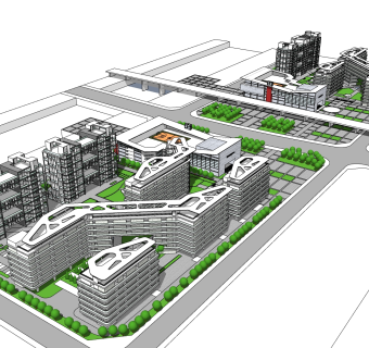 现代办公楼草图大师模型，办公楼sketchup模型免费下载