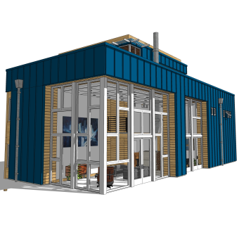 工业风集装箱住宅su模型下载，住宅外观草图大师模型分享