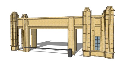 欧式入口大门草图大师模型下载，入口大门sketchup模型