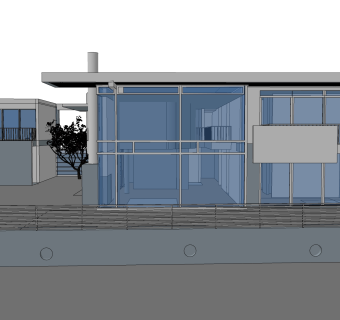 海滩现代独栋别墅草图大师模型下载，独栋别墅sketchup模型