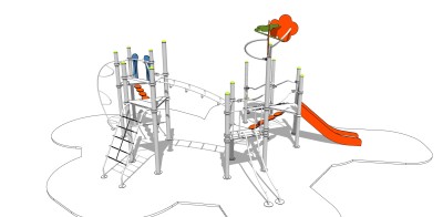 现代滑梯su模型下载，滑梯草图大师模型