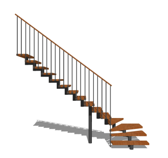 现代钢结构双跑折梯草图大师模型，钢结构双跑折梯sketchup模型免费下载