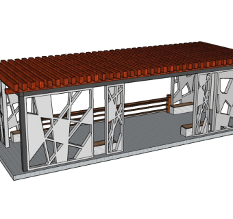 廊架sketchup模型下载