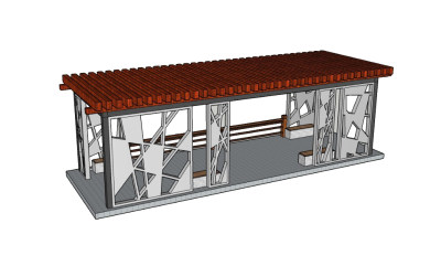 廊架sketchup模型下载