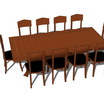 中式餐桌椅su模型，餐桌椅草图大师模型下载