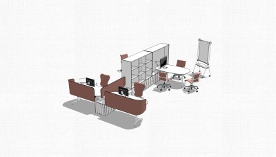 办公用品办工桌su模型，办工桌sketchup模型，办工桌草图大师素材下载