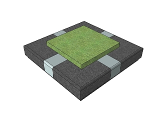 现代<em>方形树池</em>skp文件下载，树池坐凳草图大师模型