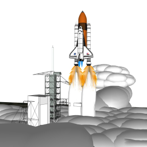现代飞行器航天飞机su模型，航天飞机草图大师模型下载